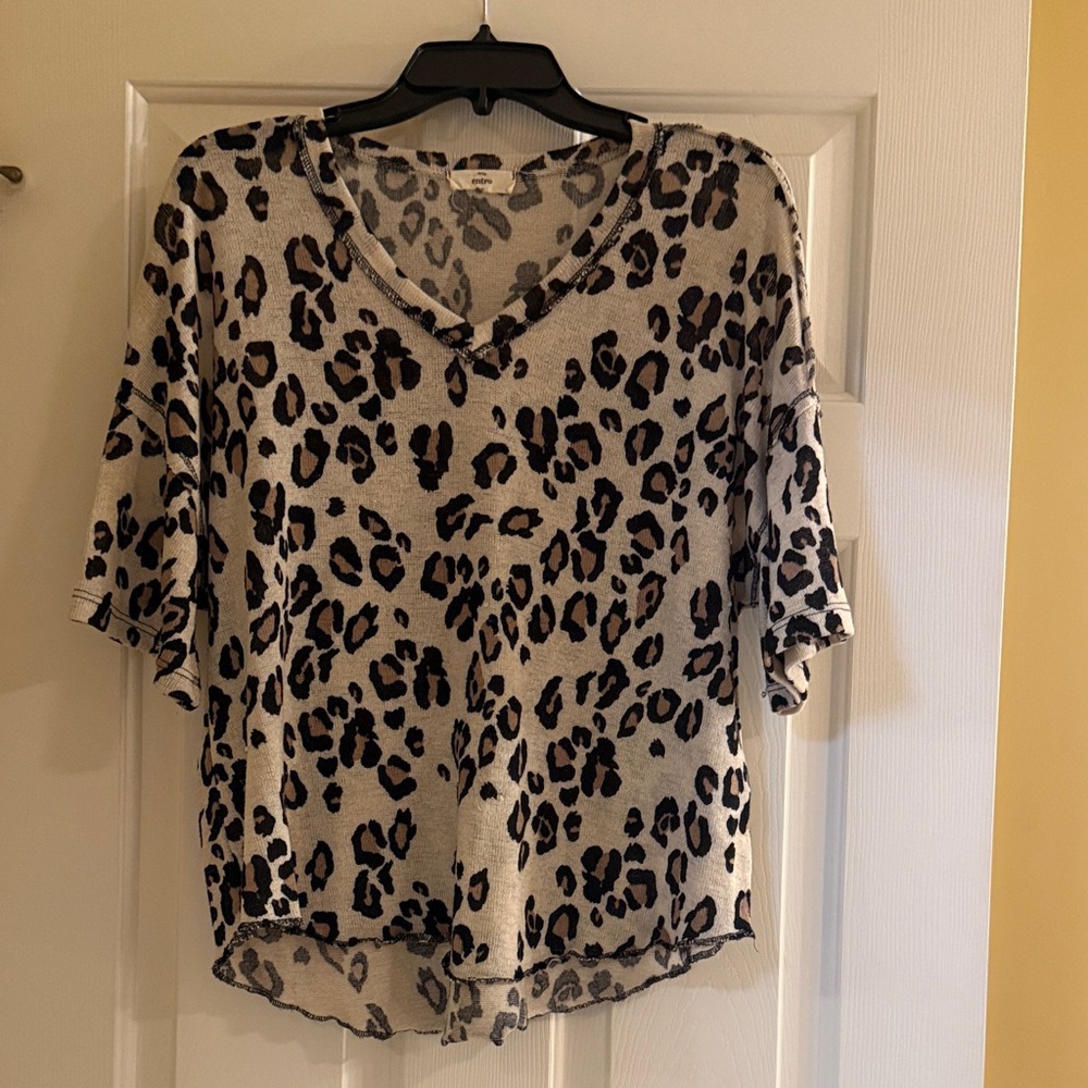 Leopard Print V-Neck Women's Top
